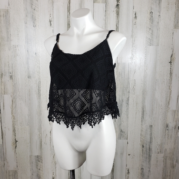 Rue21 Tops - Rue21 crochet cropped black tank size medium
